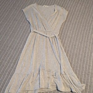 Caution To The Wind Blue and White Striped Midi Dress